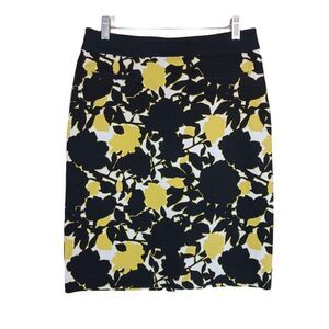 Margaret M Floral Print Pencil Skirt Yellow/Black, Size M